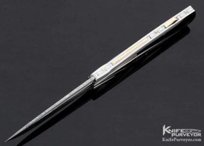 Ken Steigerwalt Custom Knife Damasteel, Pen Shell and 18Kt Gold Lockback - Image 5