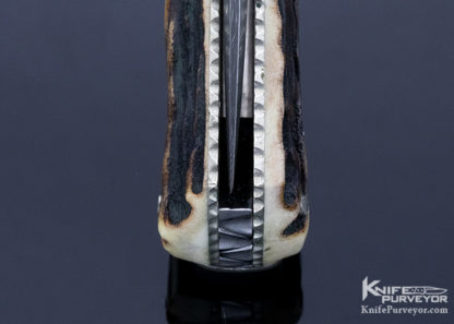 Ken Steigerwalt Custom Knife Mike Norris "Spirograph" Stainless Damascus Stag Fluted Bolster Tail Lock - Image 9