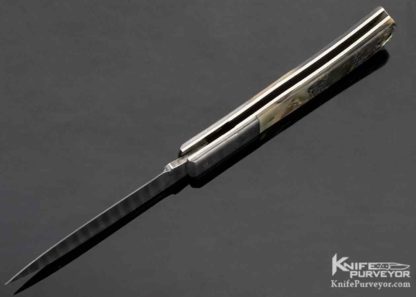 Kit Carson Custom Knife Damascus and Aabalone Lockback - Image 8