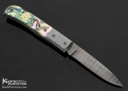 Kit Carson Custom Knife Damascus and Aabalone Lockback - Image 3
