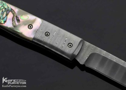 Kit Carson Custom Knife Damascus and Aabalone Lockback - Image 4