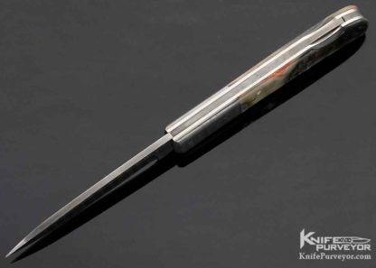 Kit Carson Custom Knife Damascus and Aabalone Lockback - Image 7