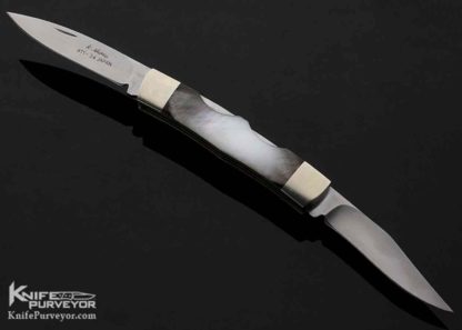 Koji Hara Custom Knife 2 Blade Tahitian Black Lip Pearl Double Lockback - Image 2
