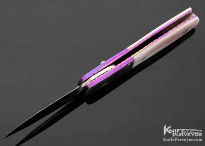 Mike Franklin Custom Knife Button Lock Folder Pink Freshwater Pearl - Image 7