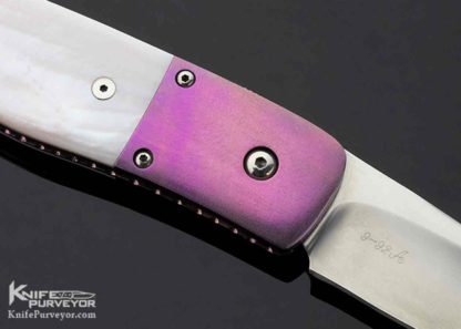 Mike Franklin Custom Knife Button Lock Folder Pink Freshwater Pearl - Image 5