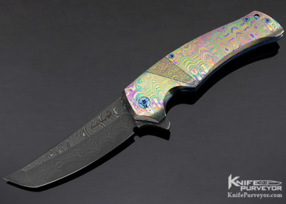 Mike Zscherny Custom Knife Damascus and Timascus "Shindgy" Frame Lock Flipper 10531