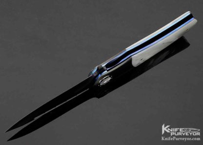 Milos Kislinger Custom Knife Zirconium & Mother of Pearl Linerlock Flipper - Image 5