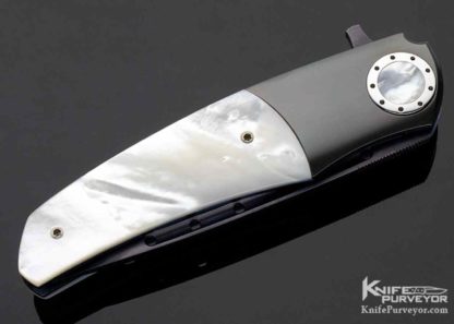 Milos Kislinger Custom Knife Zirconium & Mother of Pearl Linerlock Flipper - Image 8