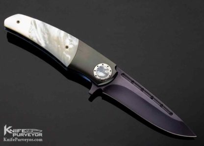 Milos Kislinger Custom Knife Zirconium & Mother of Pearl Linerlock Flipper - Image 4