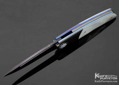 Milos Kislinger Custom Knife Zirconium & Mother of Pearl Linerlock Flipper - Image 2