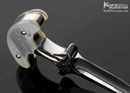"P.Z. Studio" Yupeng Zhao Custom Knife Sole Authorship Engraved Pearl Push Dagger - Image 4