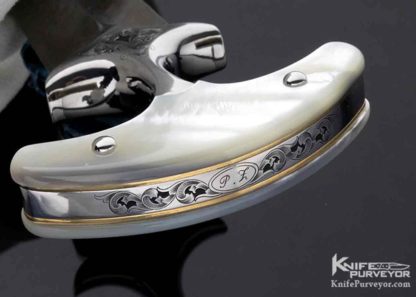 "P.Z. Studio" Yupeng Zhao Custom Knife Sole Authorship Engraved Pearl Push Dagger - Image 3