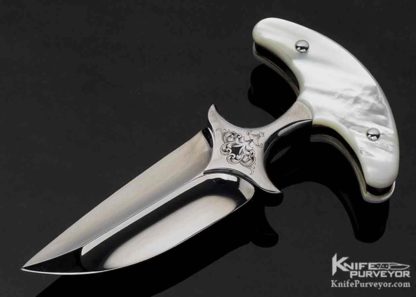 "P.Z. Studio" Yupeng Zhao Custom Knife Sole Authorship Engraved Pearl Push Dagger - Image 2