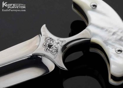 "P.Z. Studio" Yupeng Zhao Custom Knife Sole Authorship Engraved Pearl Push Dagger - Image 5