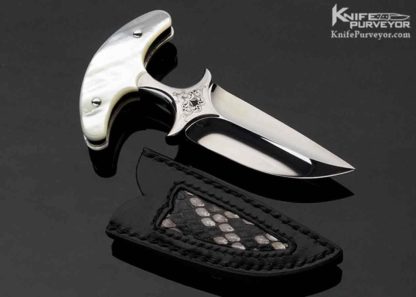 "P.Z. Studio" Yupeng Zhao Custom Knife Sole Authorship Engraved Pearl Push Dagger