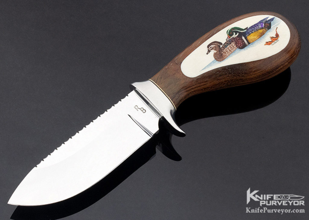 Raymond Beers Custom Knife Curtis Scrimshaw Rosewood 10 Year