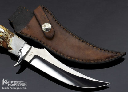 Raymond Beers Custom Knife Carved Stag Upswept Skinner - Image 5
