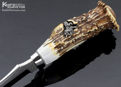 Raymond Beers Custom Knife Carved Stag Upswept Skinner - Image 6