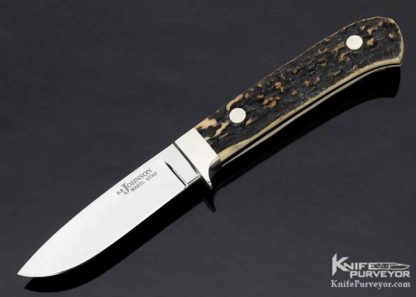 S.R. Johnson Custom Knife Double Logo Stag Hunter Nickel Silver Guard - Image 5