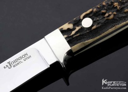 S.R. Johnson Custom Knife Double Logo Stag Hunter Nickel Silver Guard - Image 6