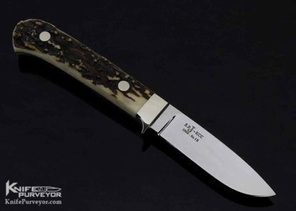 S.R. Johnson Custom Knife Double Logo Stag Hunter Nickel Silver Guard