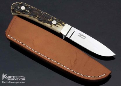 S.R. Johnson Custom Knife Double Logo Stag Hunter Nickel Silver Guard - Image 7