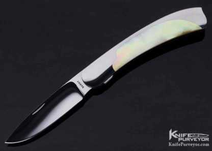 Scott Sawby Custom Knife Gold Lip Pearl Self Lock 10700 Open