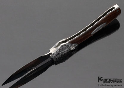 Scott Sawby Custom Knife Ironwood Button Lock Engraved by Shigetoshi Takeuchi - Image 9