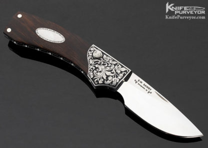 Scott Sawby Custom Knife Ironwood Button Lock Engraved by Shigetoshi Takeuchi - Image 6
