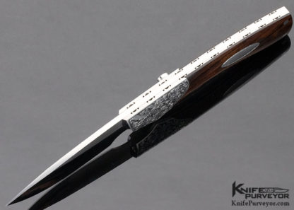 Scott Sawby Custom Knife Ironwood Button Lock Engraved by Shigetoshi Takeuchi - Image 7