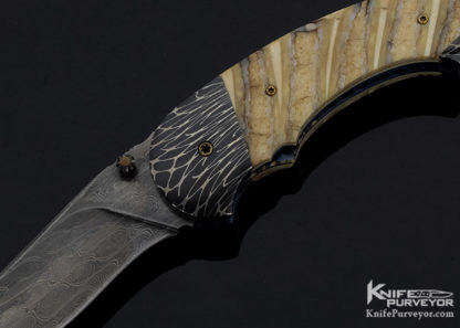 Stan Wilson Custom Knife Mammoth Tooth and Damascus Advisor Linerlock - Image 4