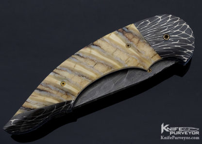 Stan Wilson Custom Knife Mammoth Tooth and Damascus Advisor Linerlock