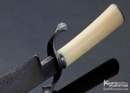 Steve Dunn MS Custom Knife Scalloped S-Guard Damascus Bowie - Image 8