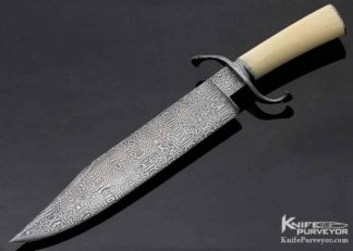 Steve Dunn MS Custom Knife Scalloped S-Guard Damascus Bowie 10422