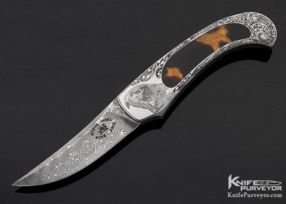 Steve Hoel Custom Knife Amber Interframe Persian Lockback Engraved by G.S. Pedretti - Image 5