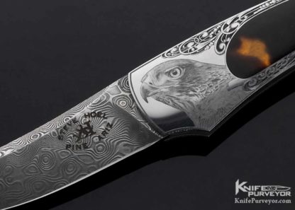 Steve Hoel Custom Knife Amber Interframe Persian Lockback Engraved by G.S. Pedretti - Image 2