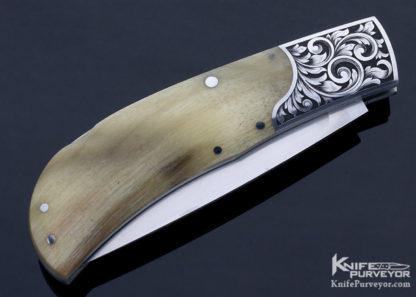 Steve Hoel Custom Knife  Lynton McKenzie Engraved Ram's Horn Lockback - Image 3