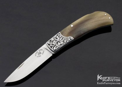 Steve Hoel Custom Knife Lynton McKenzie Engraved Ram's Horn Lockback 12581