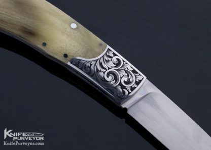 Steve Hoel Custom Knife  Lynton McKenzie Engraved Ram's Horn Lockback - Image 4