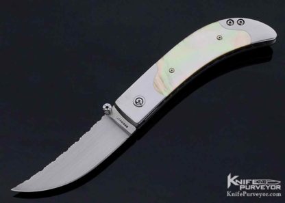 Steve Jernigan Custom Knife Gold Lip Pearl Persian Linerlock