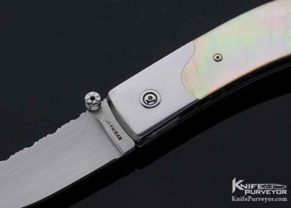 Steve Jernigan Custom Knife Gold Lip Pearl Persian Linerlock - Image 2