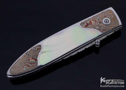 Steve Jernigan Custom Knife Mokume and South Sea Gold Lip Pearl Linerlock - Image 5