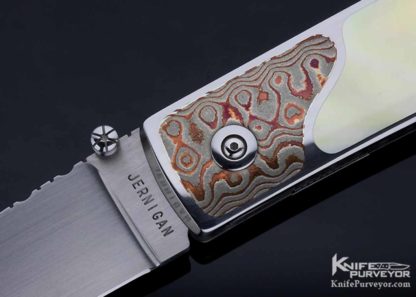 Steve Jernigan Custom Knife Mokume and South Sea Gold Lip Pearl Linerlock - Image 2