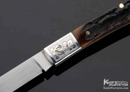 Tim Britton Custom Knife Engraved Stag "Pinfish" Slip Joint Engraved by Jim Small - Image 2