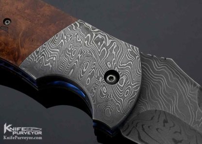 Todd Fischer Custom Knife Ironwood and Damascus Jumbo Double Action Automatic Linerlock - Image 5