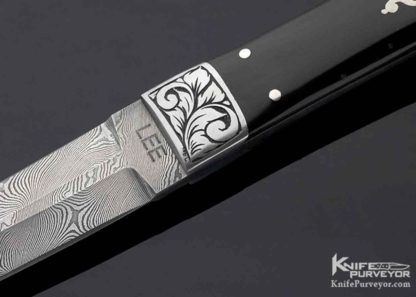 Tommy Lee Custom Knife Mel Wood Engraved Black Buffalo Horn with Silver Accents and Damascus Dagger - Image 3