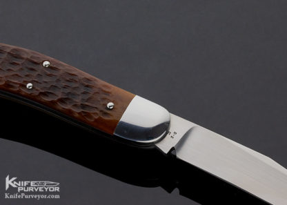 Tony Bose Custom Knife Brown Jigged Bone Sowbelly with Federal Shield Slip Joint #5 - Image 5