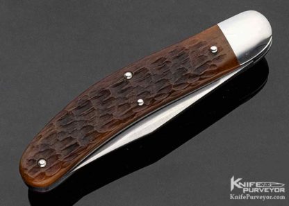 Tony Bose Custom Knife Brown Jigged Bone Sowbelly with Federal Shield Slip Joint #5 - Image 3