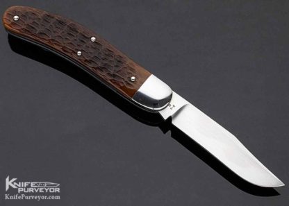 Tony Bose Custom Knife Brown Jigged Bone Sowbelly with Federal Shield Slip Joint #5 - Image 4