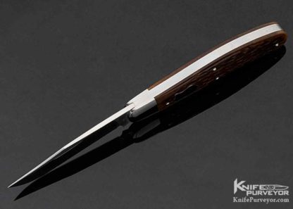 Tony Bose Custom Knife Brown Jigged Bone Sowbelly with Federal Shield Slip Joint #5 - Image 6